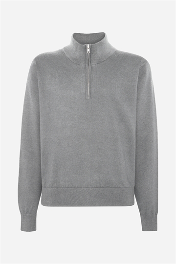 Grunt Ludvig Half Zip Knit - Gråmelerad