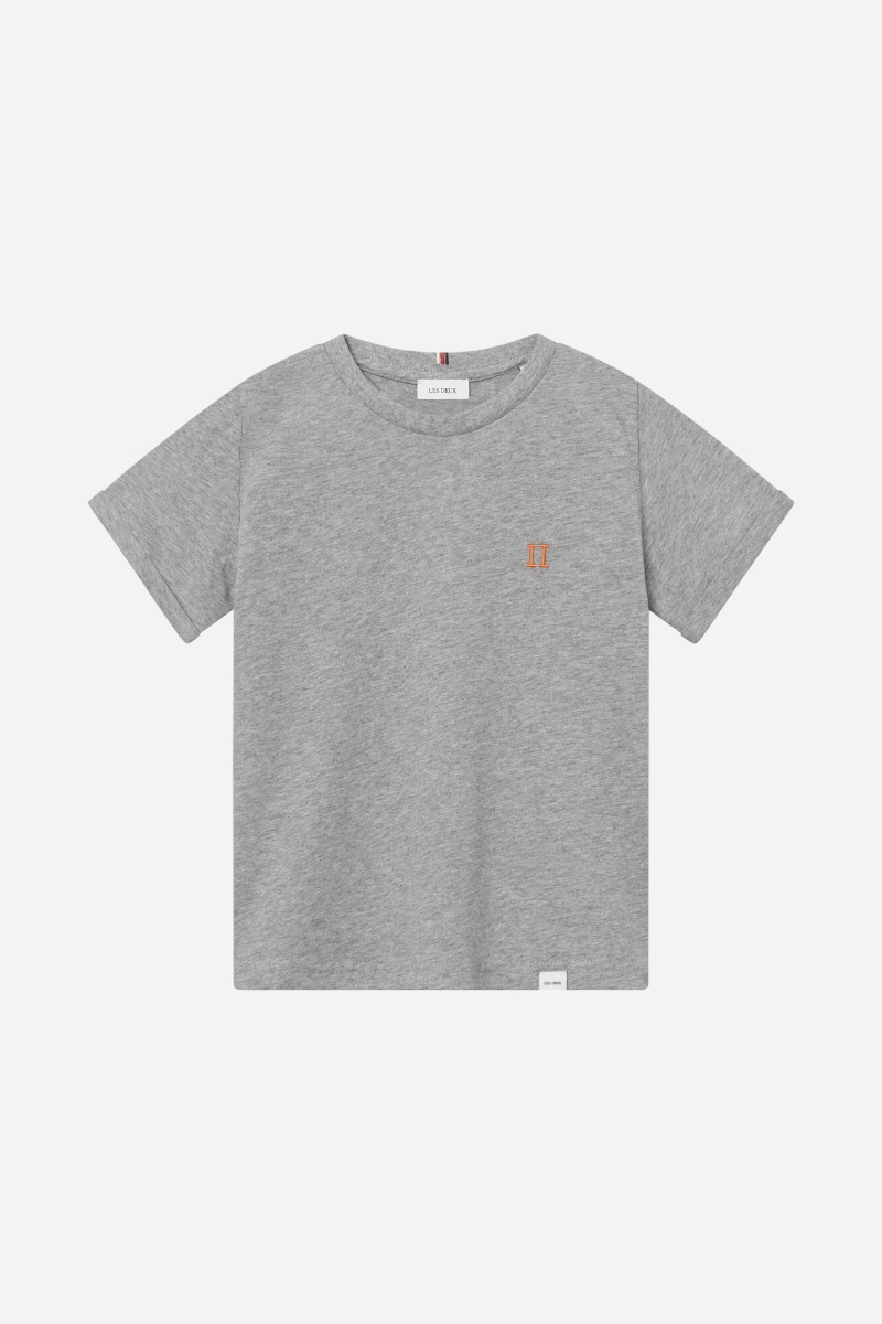 Les Deux T-shirt - Nørregaard - Grey Melange / Orange