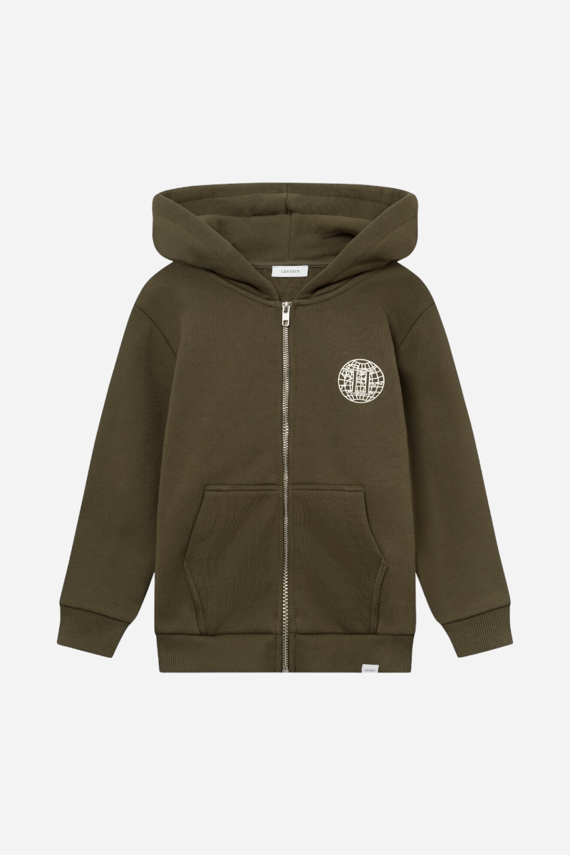 Les Deux Hoodie - Globe - Olive Night/Ivory