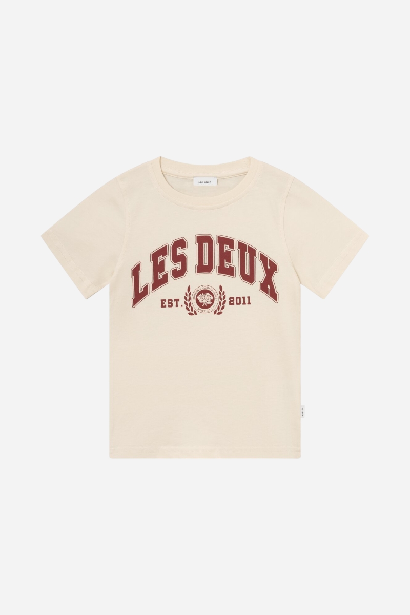 Les Deux T-shirt - Universitet - Ljus elfenben/bränt röd