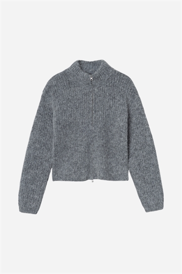 LMTD Nulo LS Short Knit Cardigan - Mörkgråmelerad