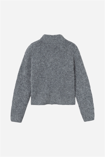 LMTD Nulo LS Short Knit Cardigan - Mörkgråmelerad