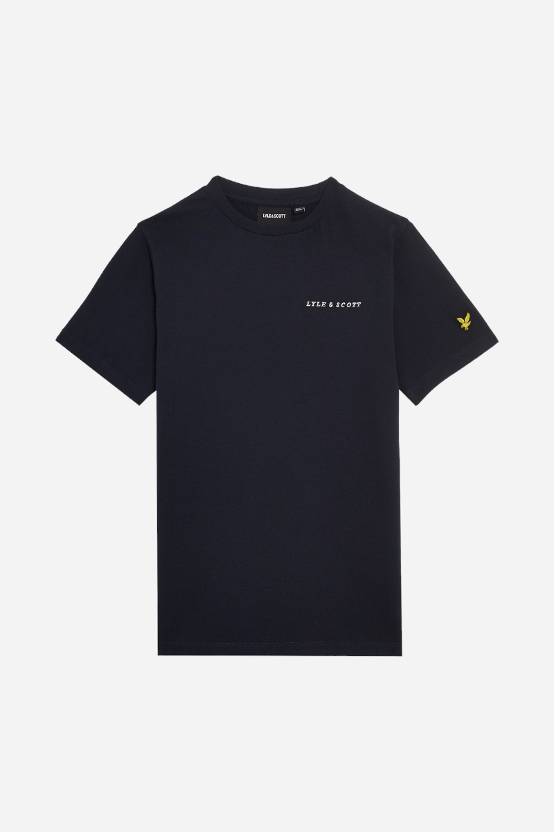 Lyle & Scott Script broderad t-shirt - mörk marinblå