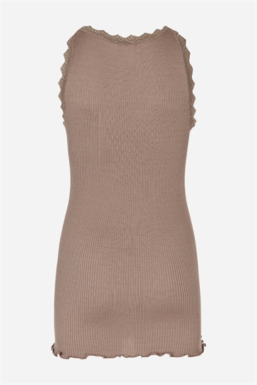 Rosemunde Silk Top med spets - Dark Sand