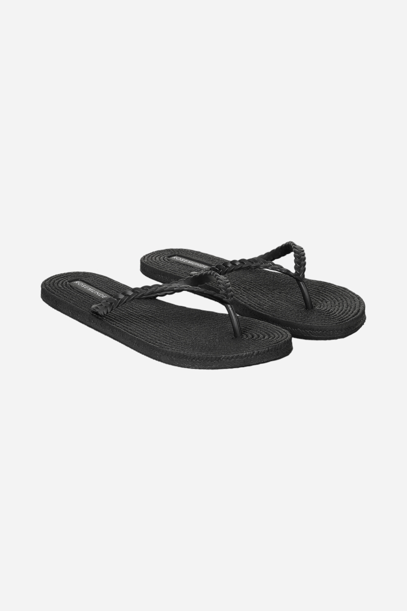 Rosemunde flip flops med flätor - Svart