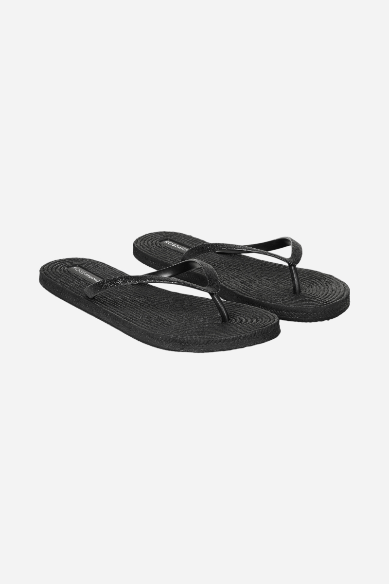 Rosemunde flip flops med glitter - Svart