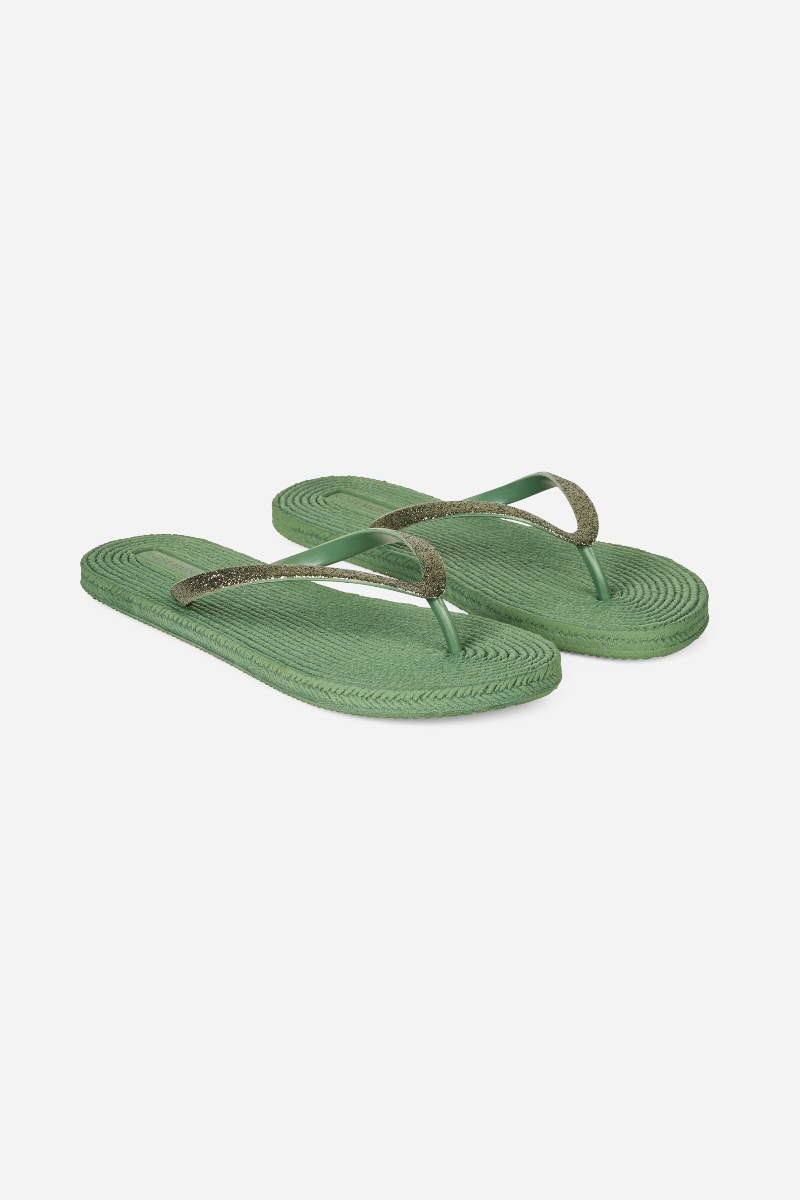 Rosemunde flip flops med glitter - Green Garden