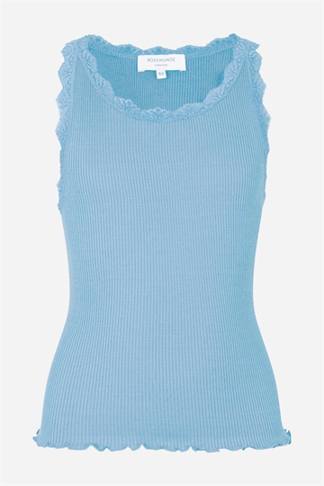 Rosemunde Silk Top med spets - Heaven Blue
