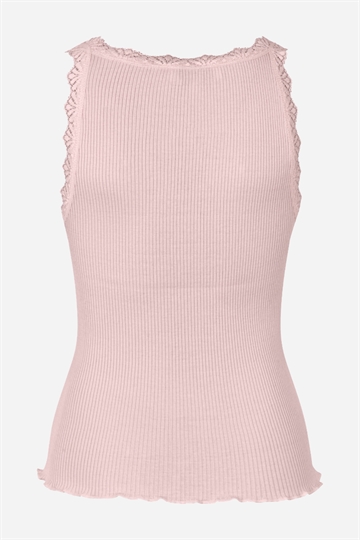 Rosemunde Silk Top med spets - Lotus Pink