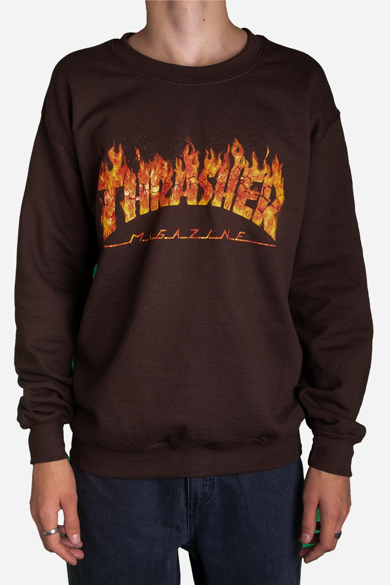 Thrasher Inferno Crewneck - Mörk choklad