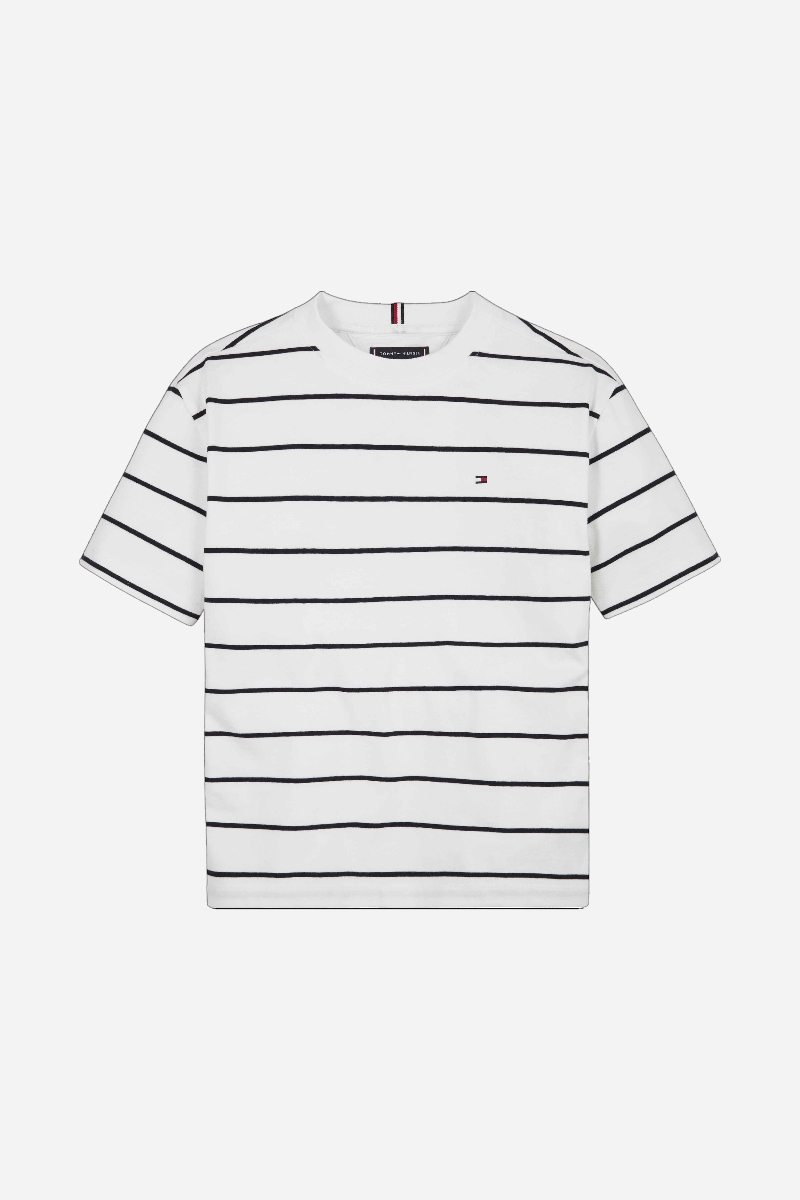 Tommy Hilfiger T-shirt med ränder - Vit Bas / Blå